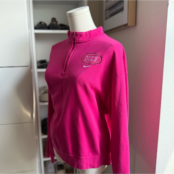 Nike Hot Pink Fucsia Sportswear Varsity Quarter Zip Sweatshirt Size Medium - Picture 7 of 10